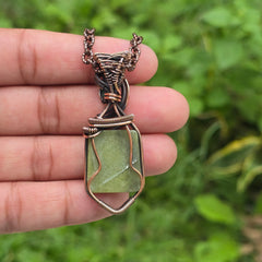 Lizarite Gemstone Handmade Copper Wire Wrap Chain Pendant 2.36" Sunkarton