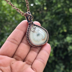 Solar Quartz Gemstone Handmade Copper Wire Wrap Chain Pendant 2.36" Sunkarton