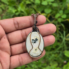 Solar Quartz Gemstone Handmade Copper Wire Wrap Chain Pendant 2.55" Sunkarton