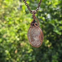 Crazy Lace Agate Gemstone Handmade Copper Wire Wrap Chain Pendant 2.36" Sunkarton