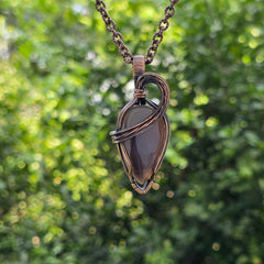 Montana Agate Gemstone Handmade Copper Wire Wrap Chain Pendant 2.36" Sunkarton