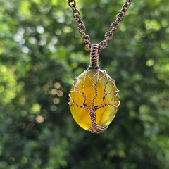 Onyx Gemstone Handmade Copper Wire Wrap Chain Pendant 1.96" Sunkarton