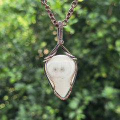 Solar Quartz Gemstone Handmade Copper Wire Wrap Chain Pendant 2.55" Sunkarton