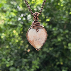 Sollecito  Gemstone Handmade Copper Wire Wrap Chain Pendant 2.55" Sunkarton