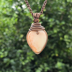 Scolecite  Gemstone Handmade Copper Wire Wrap Chain Pendant 2.36" Sunkarton