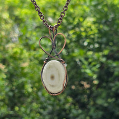 Solar Quartz Gemstone Handmade Copper Wire Wrap Chain Pendant 2.55" Sunkarton