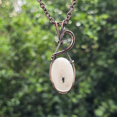 Solar Quartz Gemstone Handmade Copper Wire Wrap Chain Pendant 2.55" Sunkarton