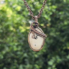 Solar Quartz Gemstone Handmade Copper Wire Wrap Chain Pendant 2.16" Sunkarton