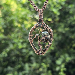 Seraphinite Gemstone Handmade Copper Wire Wrap Chain Pendant 2.16" Sunkarton