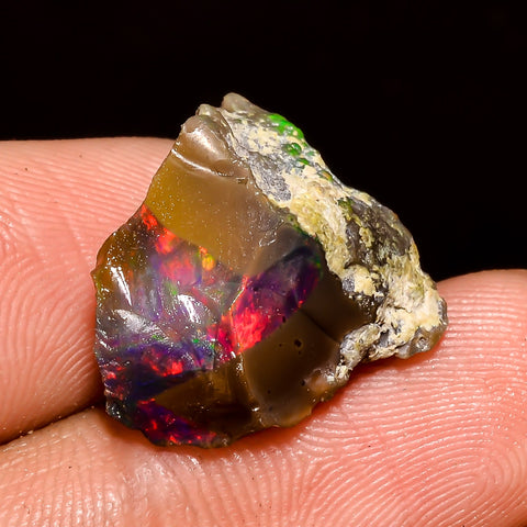 Fantastic Top Grade Quality 100% Natural Welo Fire Black Ethiopian Opal Rough Loose Gemstone For Making Jewelry 16X15X9 MM 8 Cts. KR04-11 Sunkarton