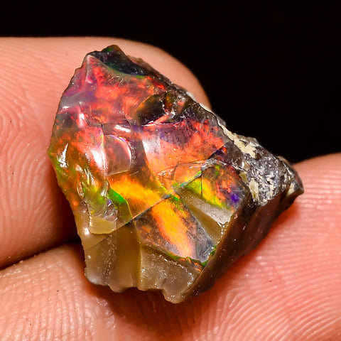 Fantastic Top Grade Quality 100% Natural Welo Fire Black Ethiopian Opal Rough Loose Gemstone For Making Jewelry 16X15X9 MM 8 Cts. KR04-11 Sunkarton