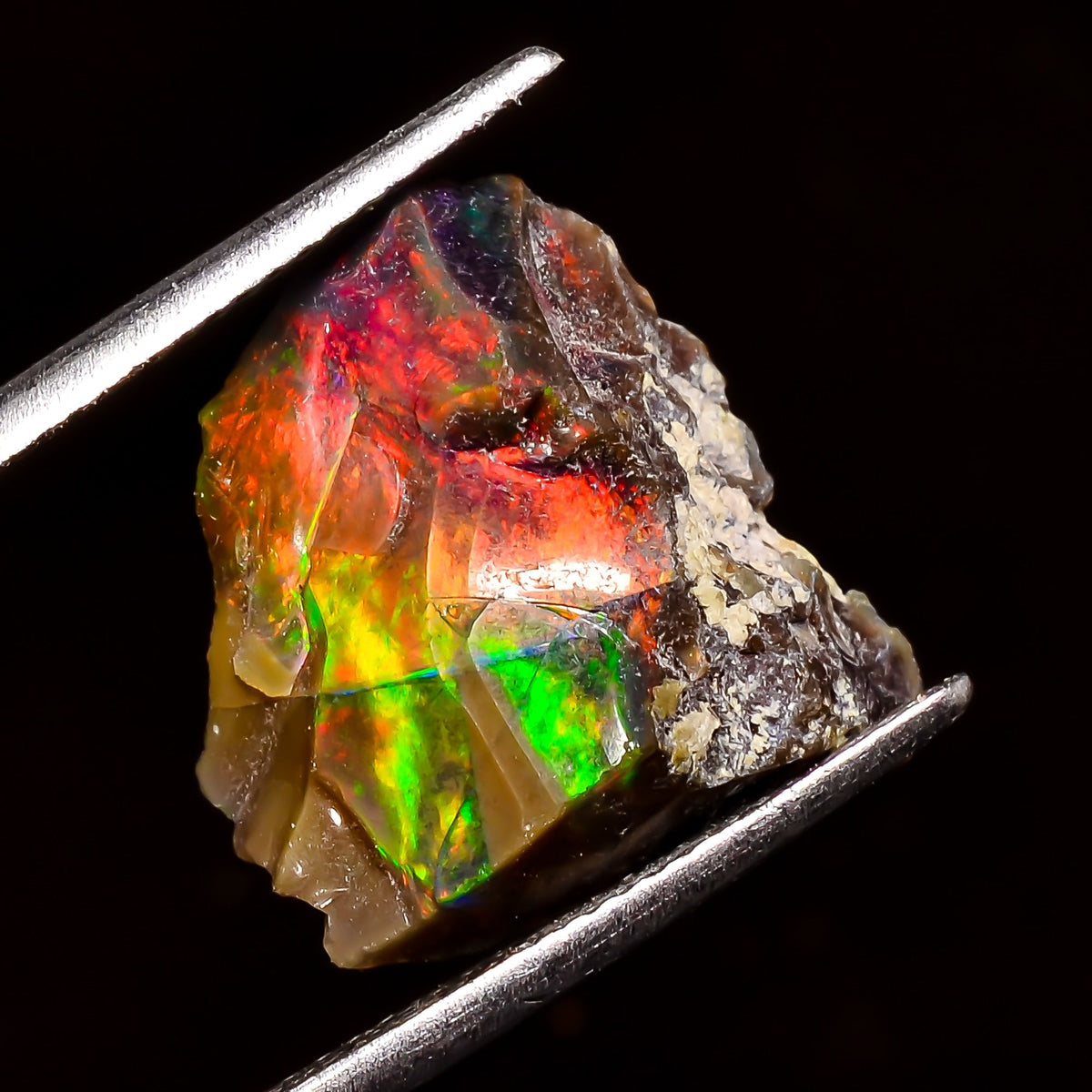 Fantastic Top Grade Quality 100% Natural Welo Fire Black Ethiopian Opal Rough Loose Gemstone For Making Jewelry 16X15X9 MM 8 Cts. KR04-11 Sunkarton