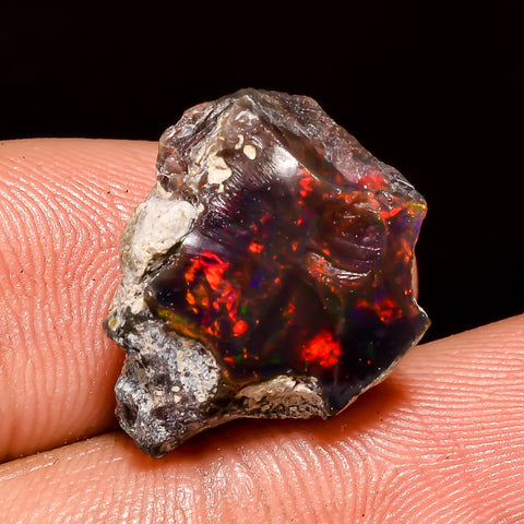 Marvellous Top Grade Quality 100% Natural Welo Fire Black Ethiopian Opal Rough Loose Gemstone For Making Jewelry 17X14X9 MM 9.5 Cts. KR04-15 Sunkarton