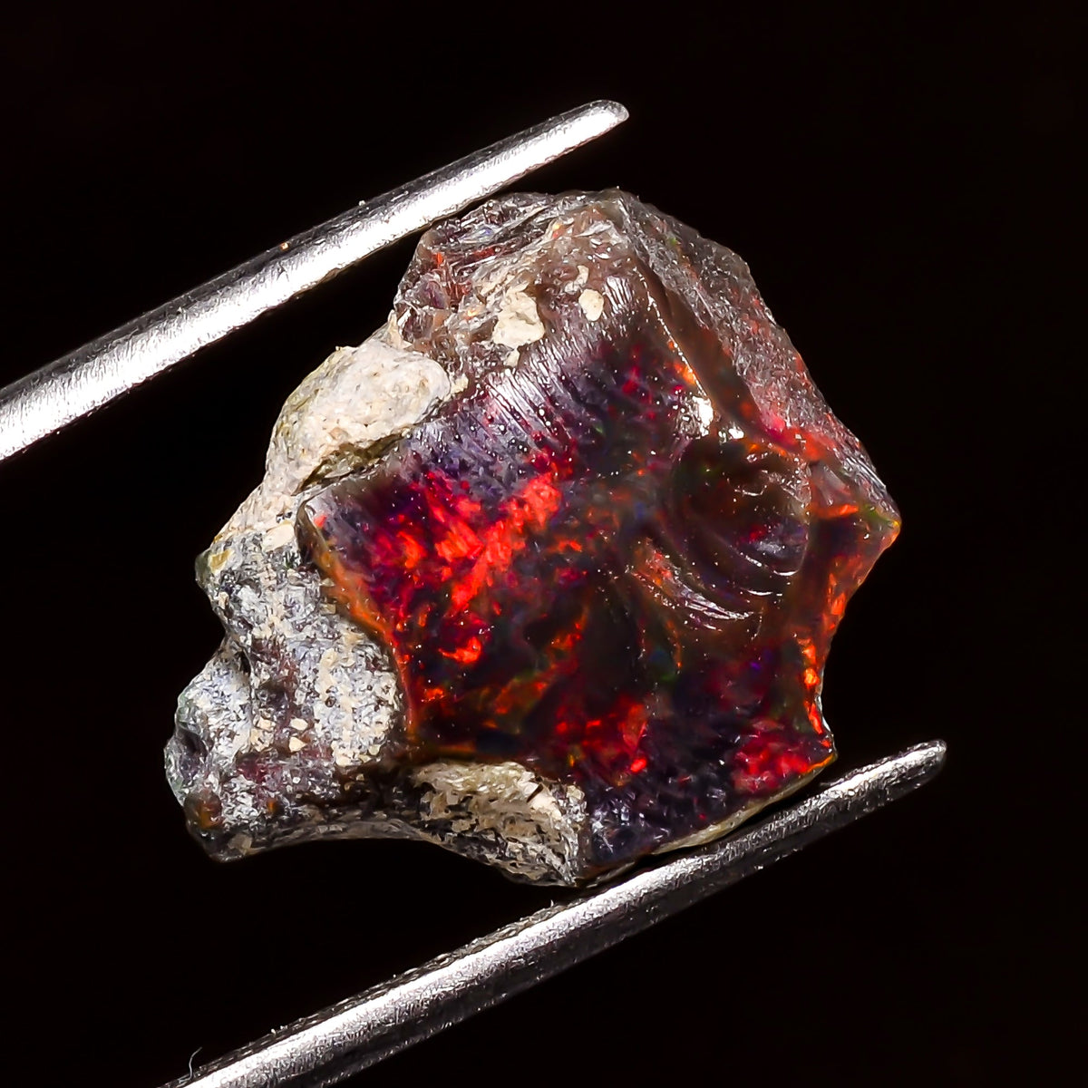 Marvellous Top Grade Quality 100% Natural Welo Fire Black Ethiopian Opal Rough Loose Gemstone For Making Jewelry 17X14X9 MM 9.5 Cts. KR04-15 Sunkarton