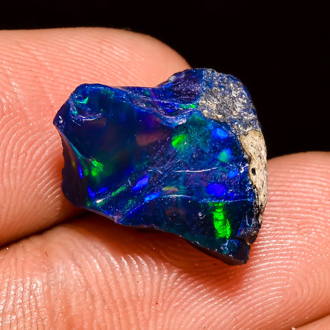 Mind Blowing A One Quality 100% Natural Welo Fire Blue Ethiopian Opal Rough Loose Gemstone For Making Jewelry 14X12X9 MM 6.5 Cts. KR04-16 Sunkarton