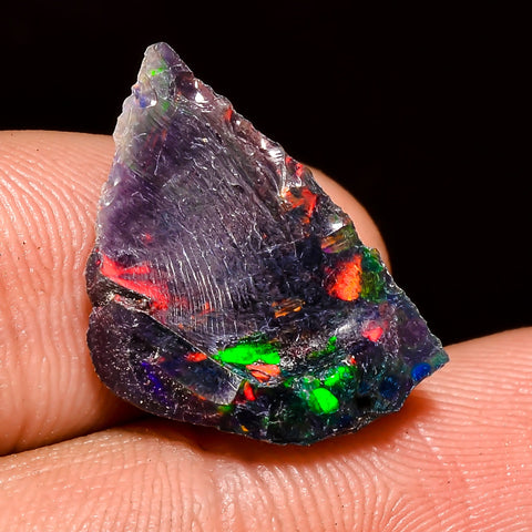 Outstanding Top Grade Quality 100% Natural Welo Fire Black Ethiopian Opal Rough Loose Gemstone For Making Jewelry 19X13X7 MM 5 Cts. KR04-17 Sunkarton