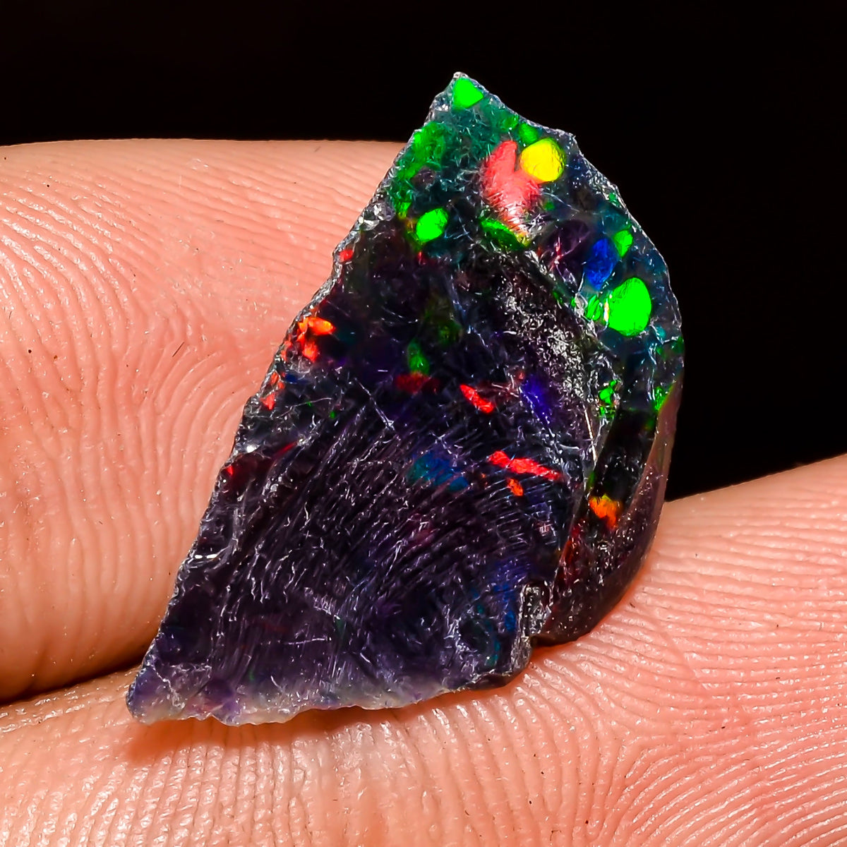 Outstanding Top Grade Quality 100% Natural Welo Fire Black Ethiopian Opal Rough Loose Gemstone For Making Jewelry 19X13X7 MM 5 Cts. KR04-17 Sunkarton