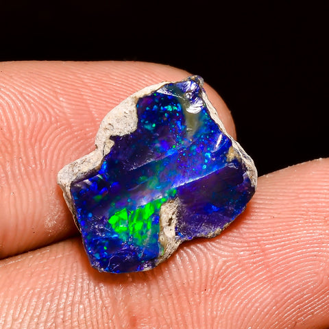Superb Top Grade Quality 100% Natural Welo Fire Blue Ethiopian Opal Rough Loose Gemstone For Making Jewelry 15X12X7 MM 6 Cts. KR04-19 Sunkarton