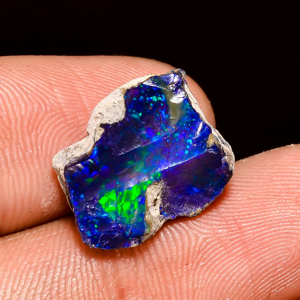Superb Top Grade Quality 100% Natural Welo Fire Blue Ethiopian Opal Rough Loose Gemstone For Making Jewelry 15X12X7 MM 6 Cts. KR04-19 Sunkarton