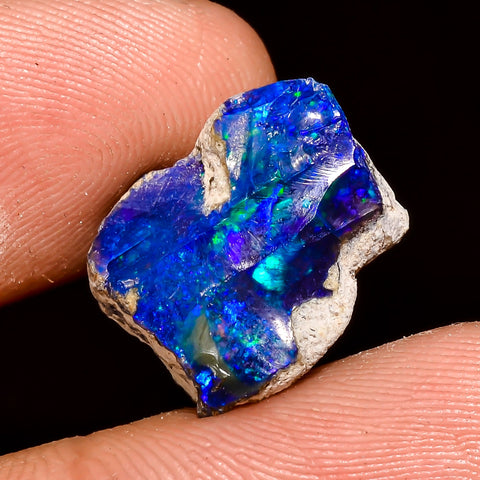Superb Top Grade Quality 100% Natural Welo Fire Blue Ethiopian Opal Rough Loose Gemstone For Making Jewelry 15X12X7 MM 6 Cts. KR04-19 Sunkarton