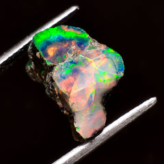 Amazing Top Grade Quality 100% Natural Welo Fire Black Ethiopian Opal Rough Loose Gemstone For Making Jewelry 18X12X8 MM 7 Cts. KR04-1 Sunkarton