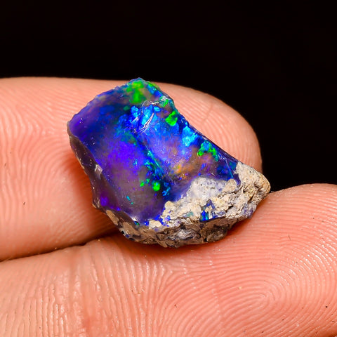 Tempting Top Grade Quality 100% Natural Welo Fire Blue Ethiopian Opal Rough Loose Gemstone For Making Jewelry 15X9X6 MM 5.5 Cts. KR04-22 Sunkarton
