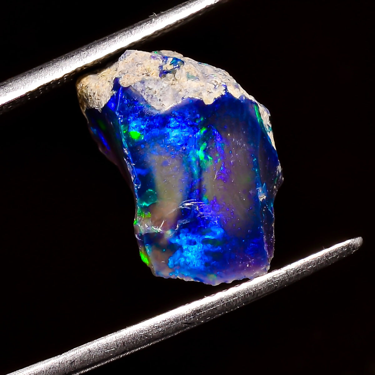 Tempting Top Grade Quality 100% Natural Welo Fire Blue Ethiopian Opal Rough Loose Gemstone For Making Jewelry 15X9X6 MM 5.5 Cts. KR04-22 Sunkarton