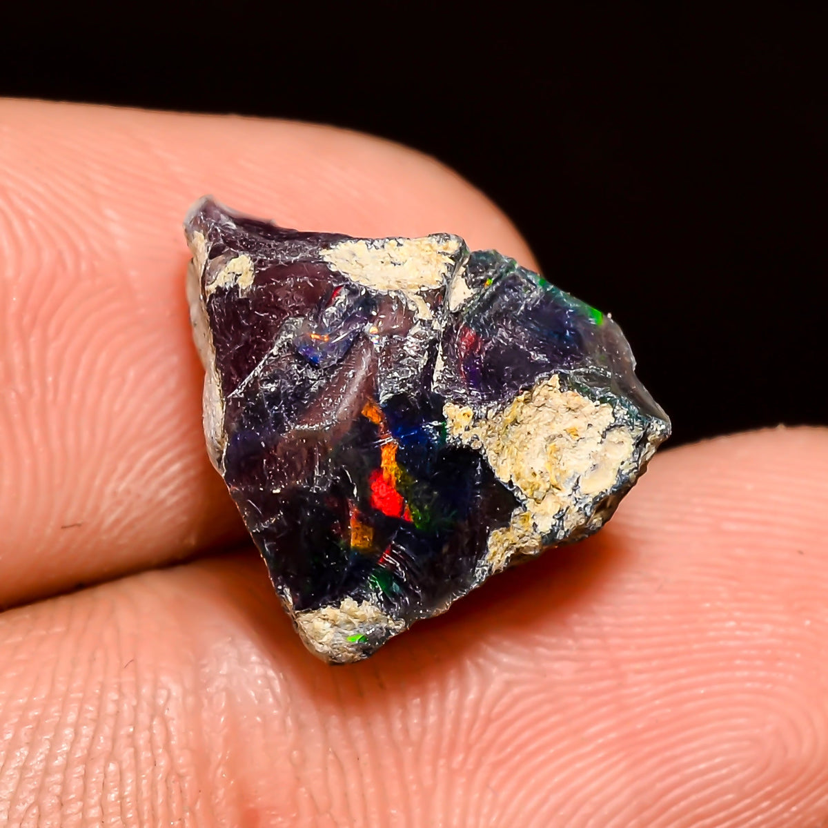Terrific Top Grade Quality 100% Natural Welo Fire Black Ethiopian Opal Rough Loose Gemstone For Making Jewelry 14X13X11 MM 5.5 Cts. KR04-23 Sunkarton