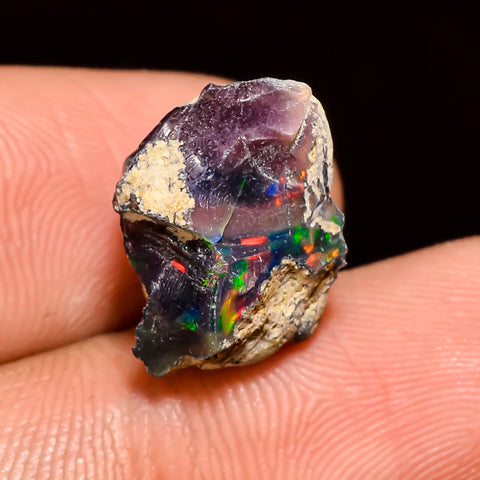 Terrific Top Grade Quality 100% Natural Welo Fire Black Ethiopian Opal Rough Loose Gemstone For Making Jewelry 14X13X11 MM 5.5 Cts. KR04-23 Sunkarton