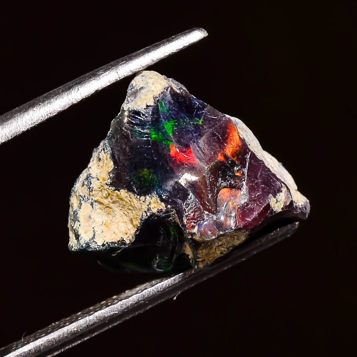 Terrific Top Grade Quality 100% Natural Welo Fire Black Ethiopian Opal Rough Loose Gemstone For Making Jewelry 14X13X11 MM 5.5 Cts. KR04-23 Sunkarton