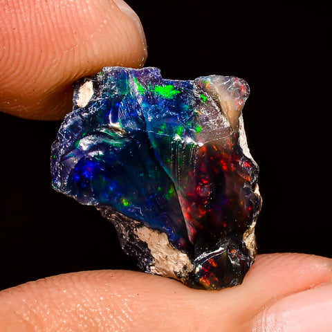 Unique Top Grade Quality 100% Natural Welo Fire Black Ethiopian Opal Rough Loose Gemstone For Making Jewelry 17X14X9 MM 6.5 Cts. KR04-24 Sunkarton