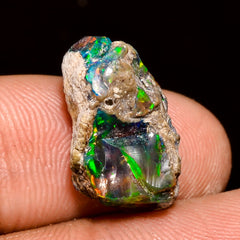 Dazzling Top Grade Quality 100% Natural Welo Fire Black Ethiopian Opal Rough Loose Gemstone For Making Jewelry 16X10X8 MM 7 Cts. KR04-31 Sunkarton