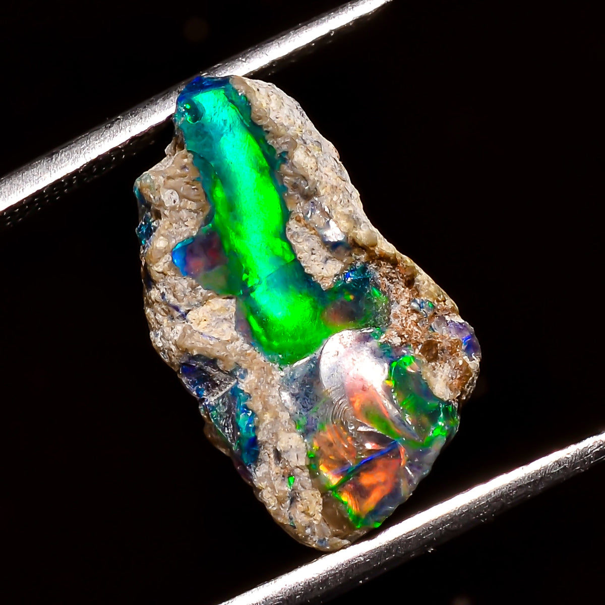 Dazzling Top Grade Quality 100% Natural Welo Fire Black Ethiopian Opal Rough Loose Gemstone For Making Jewelry 16X10X8 MM 7 Cts. KR04-31 Sunkarton