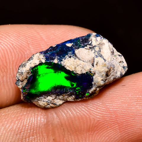 Exclusive Top Grade Quality 100% Natural Welo Fire Black Ethiopian Opal Rough Loose Gemstone For Making Jewelry 20X10X9 MM 7 Cts. KR04-33 Sunkarton