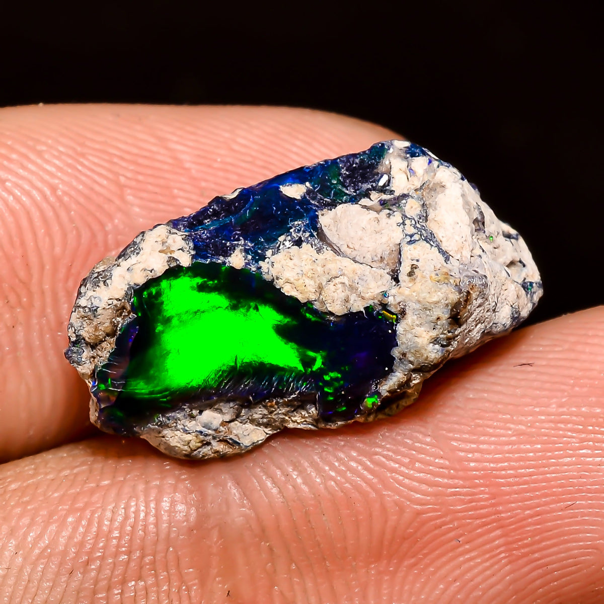 Exclusive Top Grade Quality 100% Natural Welo Fire Black Ethiopian Opal Rough Loose Gemstone For Making Jewelry 20X10X9 MM 7 Cts. KR04-33 Sunkarton