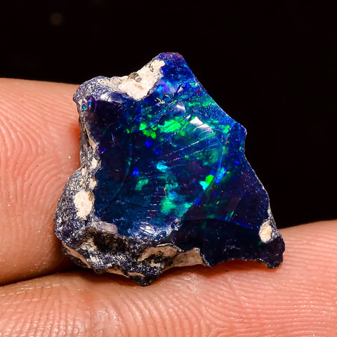 Fantastic Top Grade Quality 100% Natural Welo Fire Blue Ethiopian Opal Rough Loose Gemstone For Making Jewelry 18X14X8 MM 8.5 Cts. KR04-36 Sunkarton