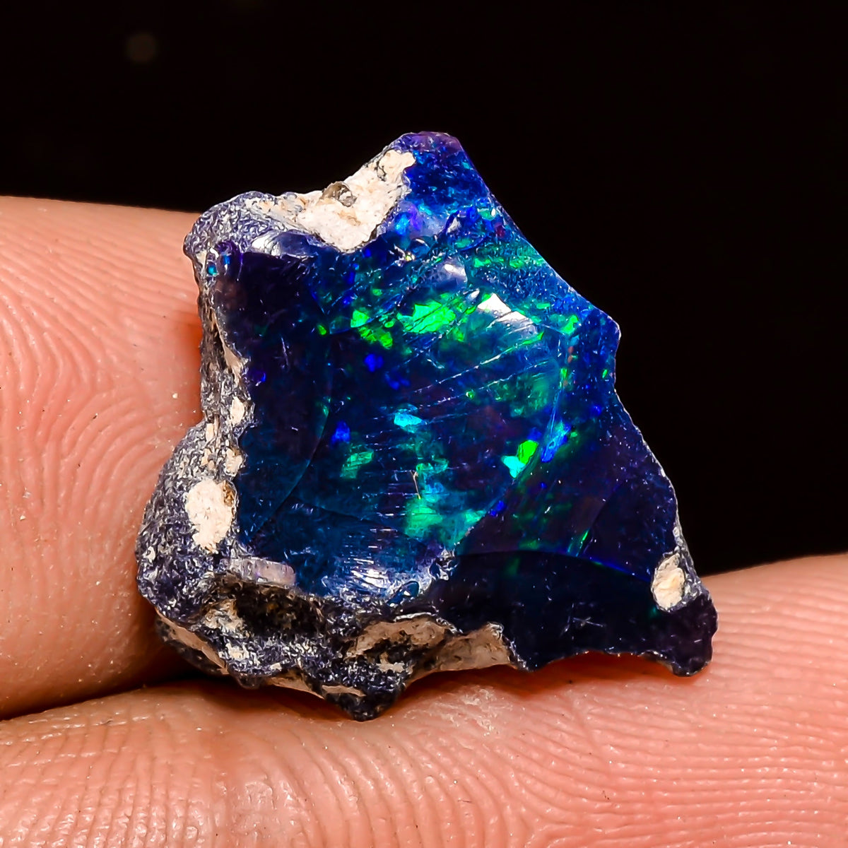 Fantastic Top Grade Quality 100% Natural Welo Fire Blue Ethiopian Opal Rough Loose Gemstone For Making Jewelry 18X14X8 MM 8.5 Cts. KR04-36 Sunkarton