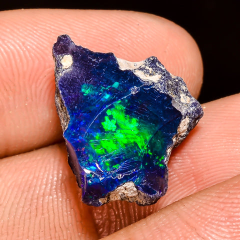 Fantastic Top Grade Quality 100% Natural Welo Fire Blue Ethiopian Opal Rough Loose Gemstone For Making Jewelry 18X14X8 MM 8.5 Cts. KR04-36 Sunkarton