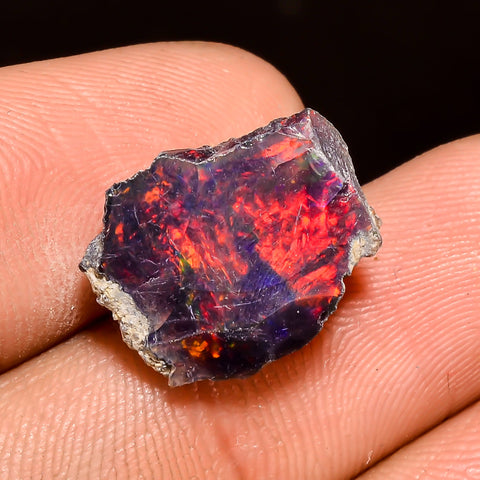 Mind Blowing Top Grade Quality 100% Natural Welo Fire Black Ethiopian Opal Rough Loose Gemstone For Making Jewelry 15X12X7 MM 5 Cts. KR04-41 Sunkarton