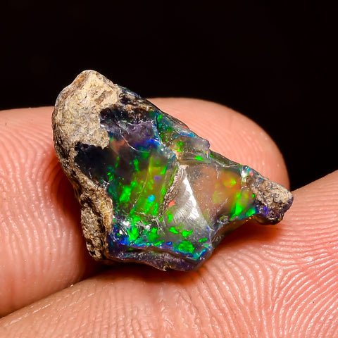 Splendid Top Grade Quality 100% Natural Welo Fire Black Ethiopian Opal Rough Loose Gemstone For Making Jewelry 16X11X8 MM 5.5 Cts. KR04-43 Sunkarton