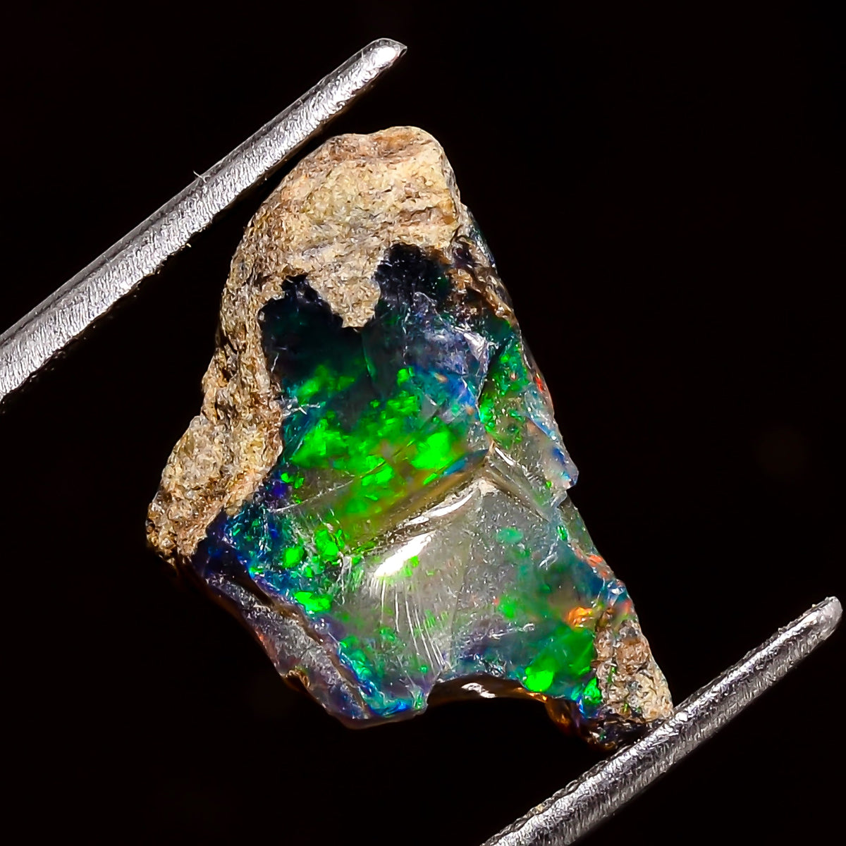 Splendid Top Grade Quality 100% Natural Welo Fire Black Ethiopian Opal Rough Loose Gemstone For Making Jewelry 16X11X8 MM 5.5 Cts. KR04-43 Sunkarton