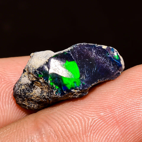 Superb Top Grade Quality 100% Natural Welo Fire Black Ethiopian Opal Rough Loose Gemstone For Making Jewelry 19X11X8 MM 6 Cts. KR04-44 Sunkarton