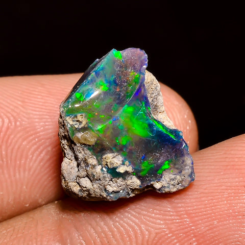 Stunning Top Grade Quality 100% Natural Welo Fire Black Ethiopian Opal Rough Loose Gemstone For Making Jewelry 14X12X10 MM 5.5 Cts. KR04-45 Sunkarton