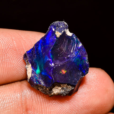 Beautiful Top Grade Quality 100% Natural Welo Fire Blue Ethiopian Opal Rough Loose Gemstone For Making Jewelry 19X15X8 MM 10.5 Cts. KR04-4 Sunkarton