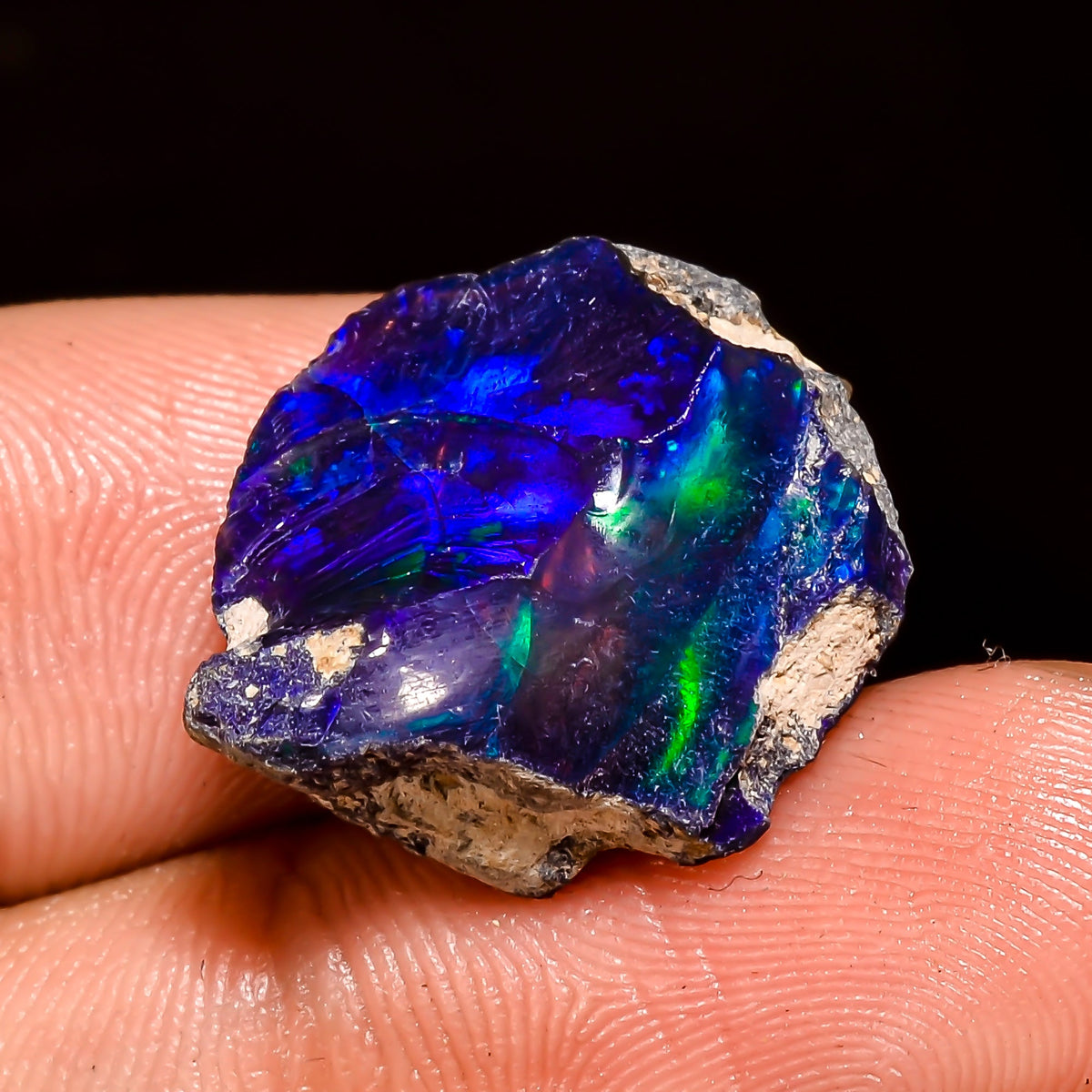 Beautiful Top Grade Quality 100% Natural Welo Fire Blue Ethiopian Opal Rough Loose Gemstone For Making Jewelry 19X15X8 MM 10.5 Cts. KR04-4 Sunkarton