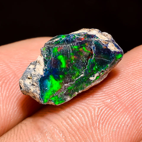 Awesome Top Grade Quality 100% Natural Welo Fire Black Ethiopian Opal Rough Loose Gemstone For Making Jewelry 13X11X8 MM 5.5 Cts. KR04-53 Sunkarton