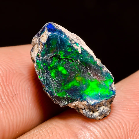 Awesome Top Grade Quality 100% Natural Welo Fire Black Ethiopian Opal Rough Loose Gemstone For Making Jewelry 13X11X8 MM 5.5 Cts. KR04-53 Sunkarton