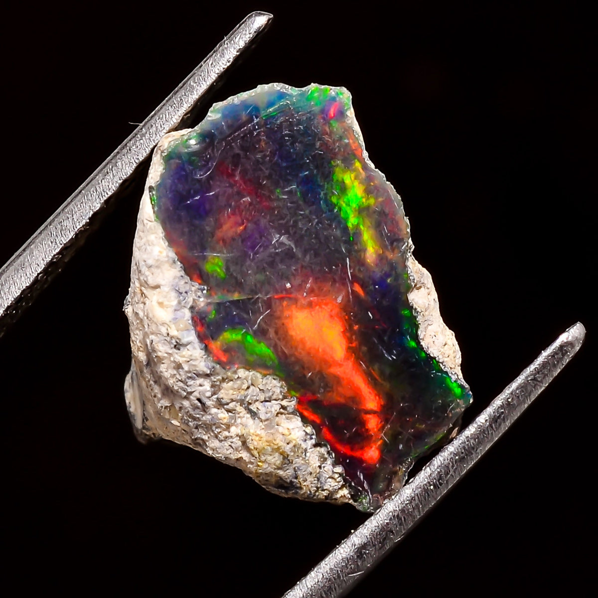 Beautiful Top Grade Quality 100% Natural Welo Fire Black Ethiopian Opal Rough Loose Gemstone For Making Jewelry 15X13X10 MM 6.5 Cts. KR04-54 Sunkarton