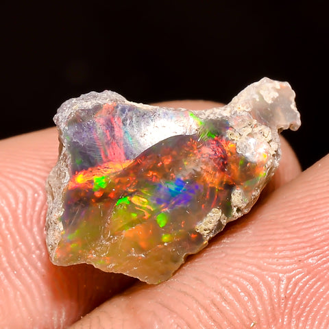 Excellent Top Grade Quality 100% Natural Welo Fire Black Ethiopian Opal Rough Loose Gemstone For Making Jewelry 18X12X7 MM 5.5 Cts. KR04-57 Sunkarton