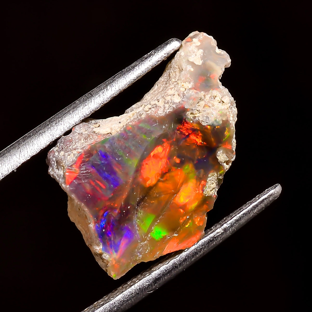 Excellent Top Grade Quality 100% Natural Welo Fire Black Ethiopian Opal Rough Loose Gemstone For Making Jewelry 18X12X7 MM 5.5 Cts. KR04-57 Sunkarton